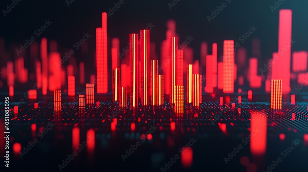 Poster digital graphs displaying upward trends in corporate data