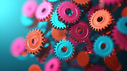Gears Floating in Abstract Finance Theme