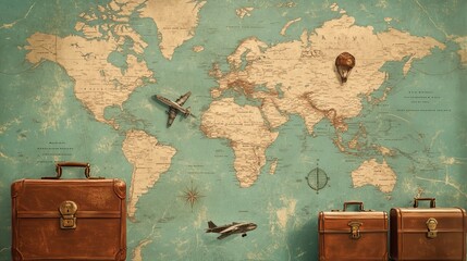 Wanderlust Adventure - Travel Themed ArtisterPoint Template with Map Textures and Suitcase Icons