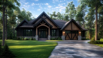 Charming house embraced by lush greenery, a picture of suburban tranquility