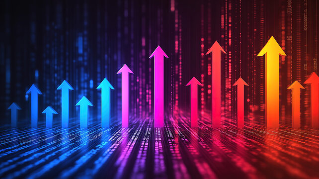 Business graph highlights downward arrows, signaling trends of financial decrease