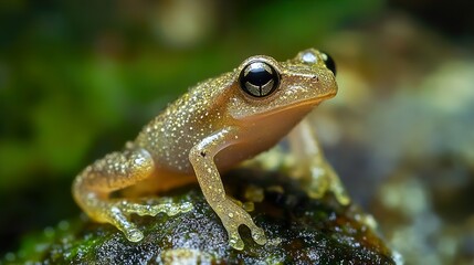 Obraz premium Close Up of a Tiny Frog in Its Natural Habitat