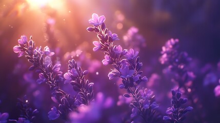 Fototapeta premium Purple Lavender Flowers in Sunlight - Nature Photography