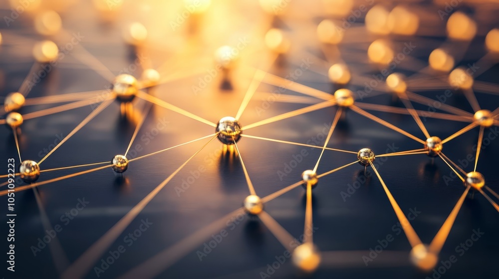 Poster interconnected metallic spheres, a captivating display of modern design and intricate detail