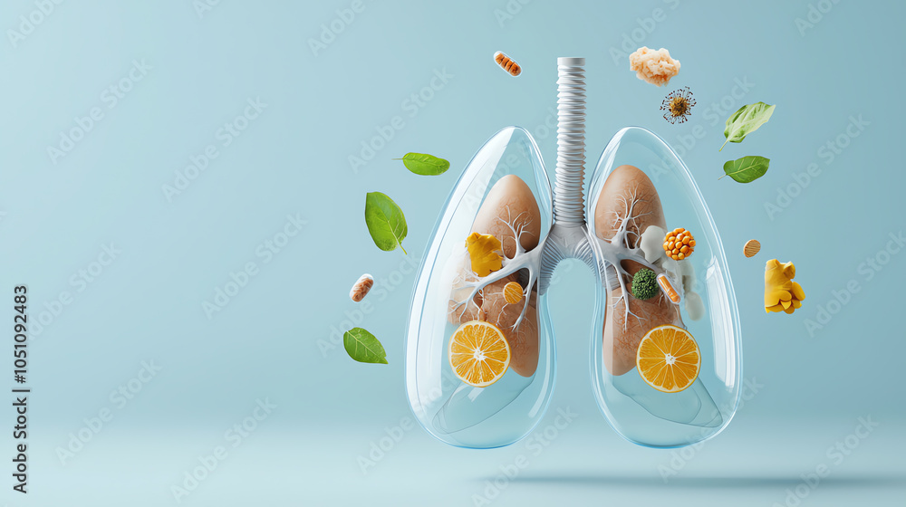 Aufkleber exploring the intersection of lung health and nutrition a visual representation of vitality and well