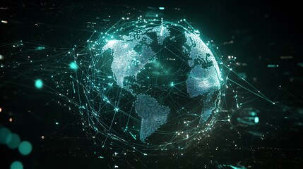 Obraz premium Global Network Connection - Earth Globe with Digital Lines