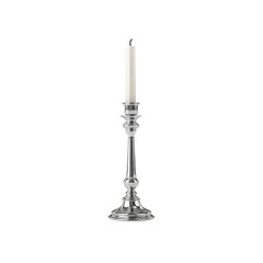 Silver Candle Holder with White Candle.