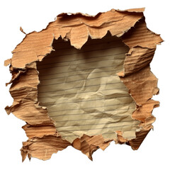 Torn Cardboard with Lined Paper Background