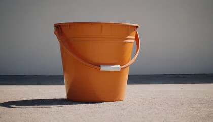 orange bucket on the ground