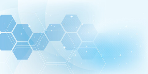 Modern abstract background in vector design with hexagonal patterns and arrows on a blue gradient. Ideal for technology, innovation, and digital concepts with a futuristic feel.