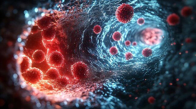 3D Illustration of Thrombus Formation in Blood Vessel