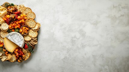 Assorted Cheese and Crackers Platter on White Background