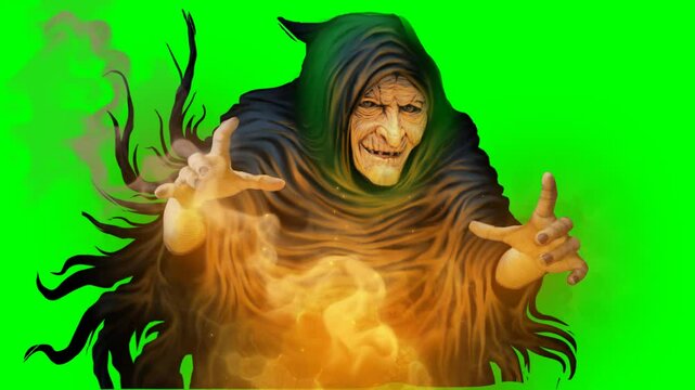 Green Screen - Spooky Halloween Animated Background with Ghostly Effects - Transparent Background