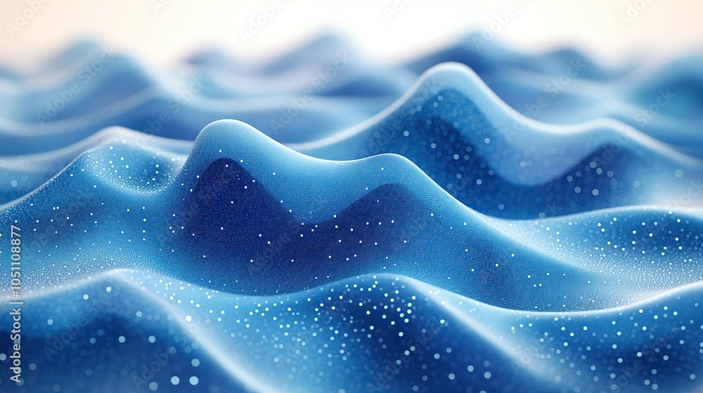 Poster turquoise blue wave pattern on light background, representing futuristic digital dat structures, per