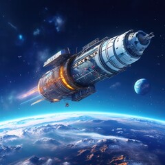 Fototapeta premium the AI Image Generator, Space telescope orbiting planet earth