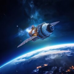 Obraz premium the AI Image Generator, Space telescope orbiting planet earth