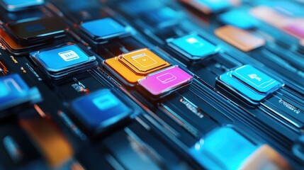 3d media file management background, composite document concept, AI generated image