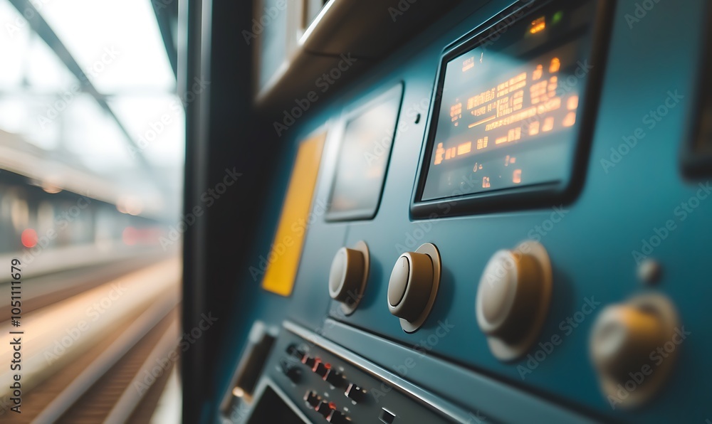 Poster control panel inside a train, displaying information and controls for operation.