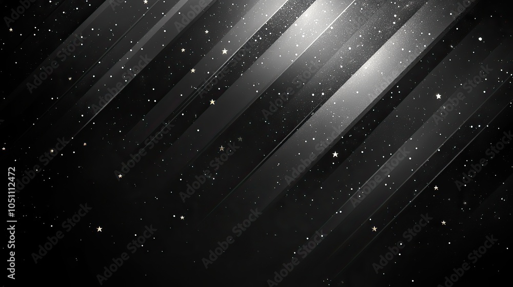 Poster black and gray background features stars and stripes in an american flag pattern, symbolizing nation