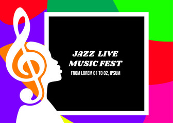 Vector Jazz music festival illustration.
Silhouette of singing woman, Flat