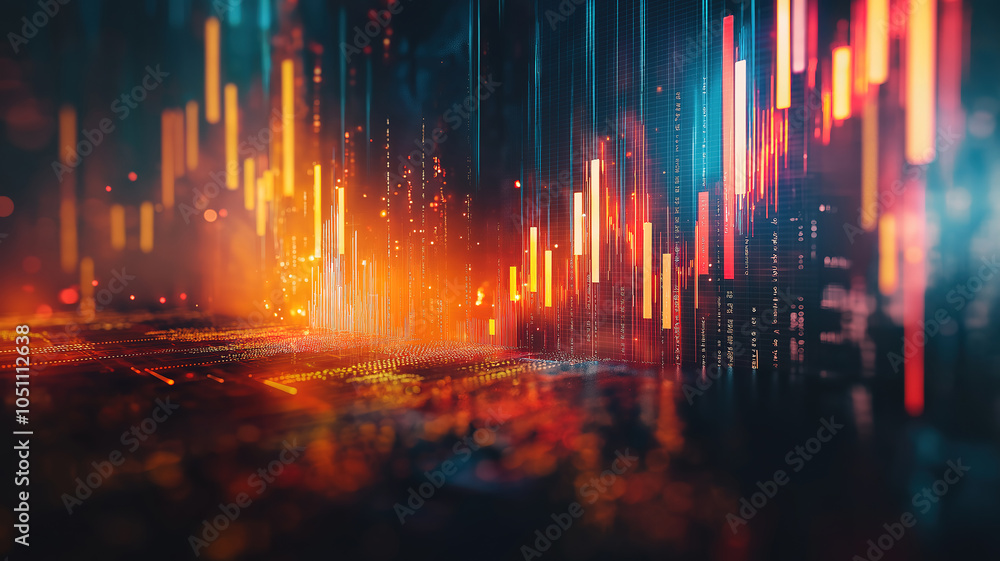 Aufkleber dynamic analysis of finance growth with trading graphs and forex exchange in mixed media style