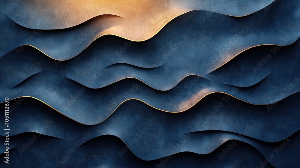 Aufkleber black background with golden lines forming an abstract geometric pattern with dark blue palette.illu