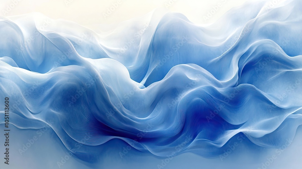 Aufkleber blue and white abstract background with copy space, featuring light gradient and curved lines for mo
