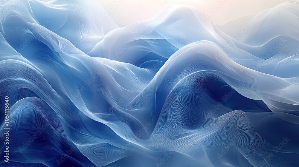 Aufkleber blue and white abstract background with copy space, featuring light gradient and curved lines for mo