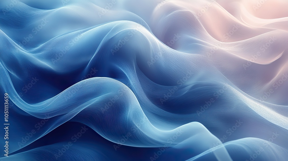 Leinwandbilder blue and white abstract background with copy space, featuring light gradient and curved lines for mo