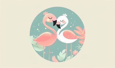 Cute flamingo animal avatar bright flamingo feather color with minimalist concept ai generated