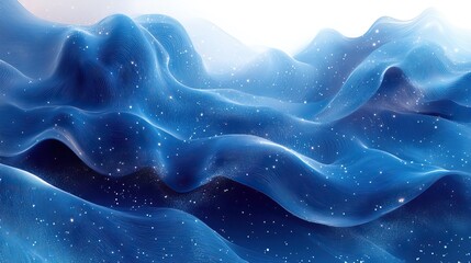 Obraz premium blue and white background with wave-like elements, dots, and lines, creating gradient effect.illustration