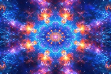 Obraz premium An enchanting fractal pattern of interconnected stars, each glowing with a soft light, forming a mesmerizing cosmic scene.