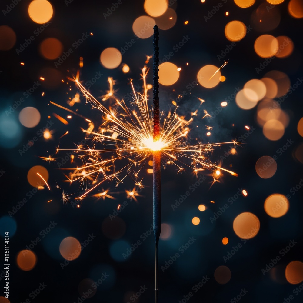 Poster A Lit Sparklers With Bokeh Lights In The Background