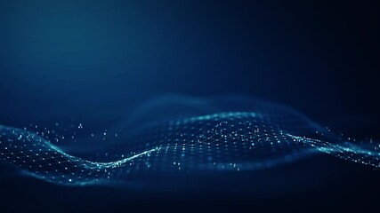 Big Data concept. Elegant blue digital wave with binary particles on a dark background, depicting modern technology and data flow concept. Seamless loop.4K - Powered by Adobe