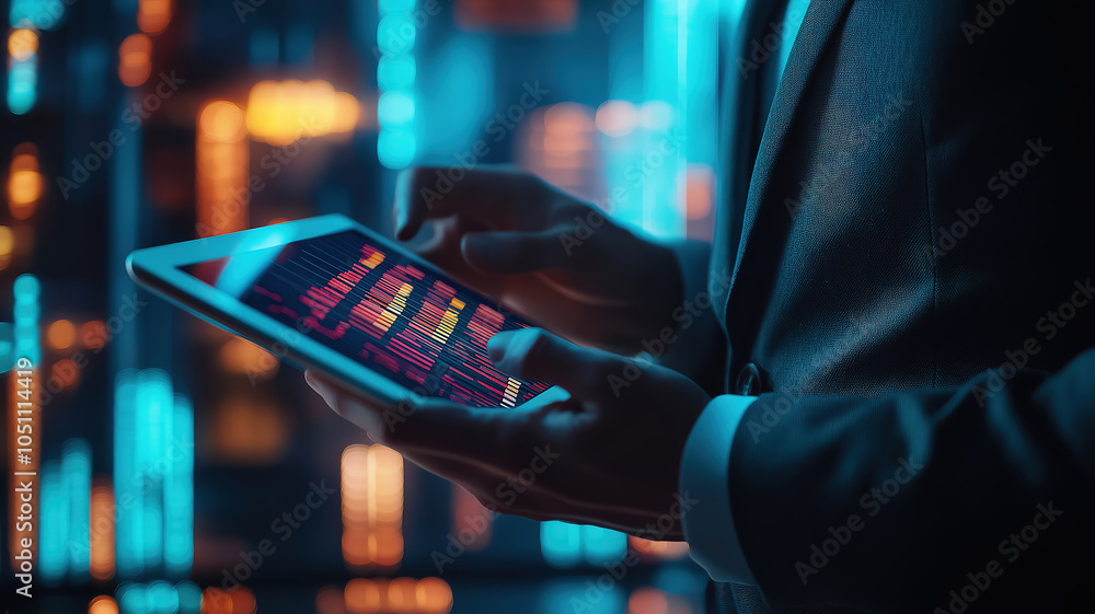 Poster using digital tools to interpret sales data and growth trends for effective business strategy