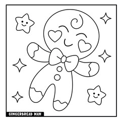 Gingerbread man coloring page for kids
