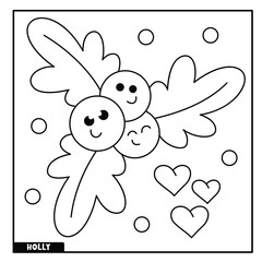 Holly coloring page for kids