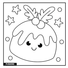 Christmas pudding coloring page for kids