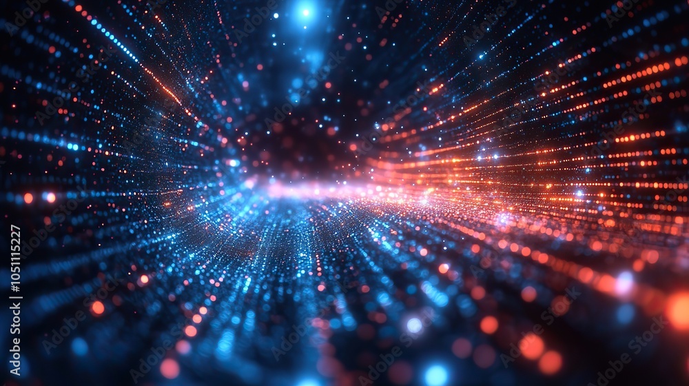 Leinwandbilder blurred blue background with glowing dots and horizontal lines, showcasing digital design for techno