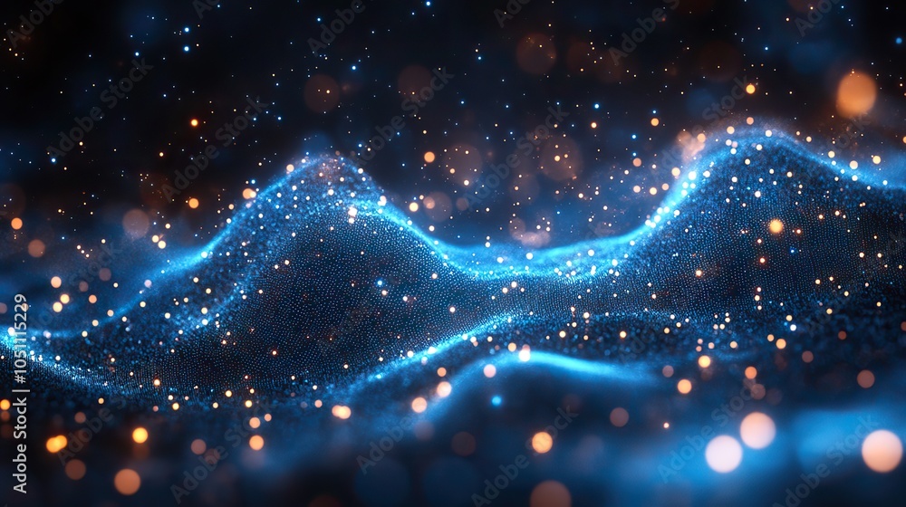 Leinwandbilder blurred blue background with lines and dots, used as technology banner for business or dat visualiza