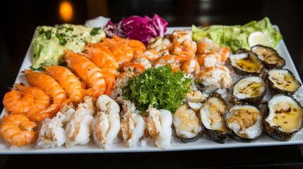 Fresh Seafood Platter with Vibrant Colors and Style
