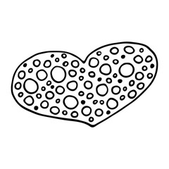 Black Contour Heart Icon with Round Dots. A minimalist geometric heart icon, ideal for adding a touch of elegance and warmth to digital or print designs.