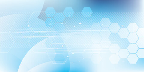 Modern abstract background in vector design with hexagonal patterns and arrows on a blue gradient. Ideal for technology, innovation, and digital concepts with a futuristic feel.