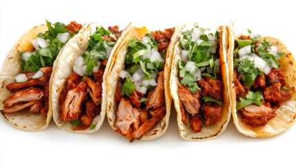 Fresh Tacos Displayed on a Vibrant White Background
