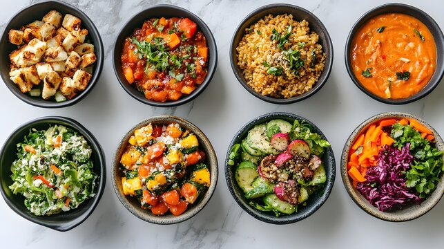 Healthy meal plan daily menu with fresh organic dishes