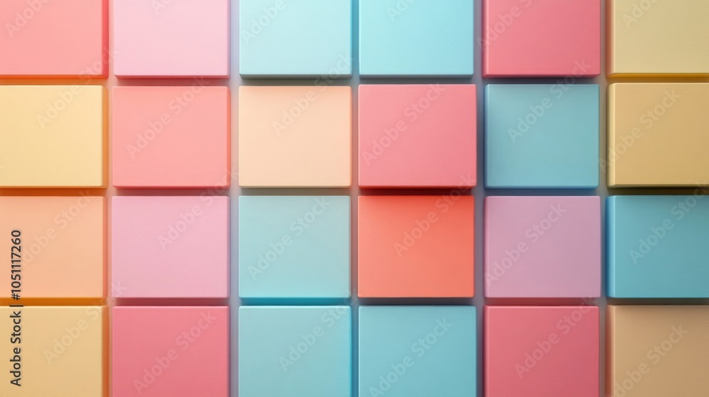 Poster colorful square pattern with subtle depth and shadow