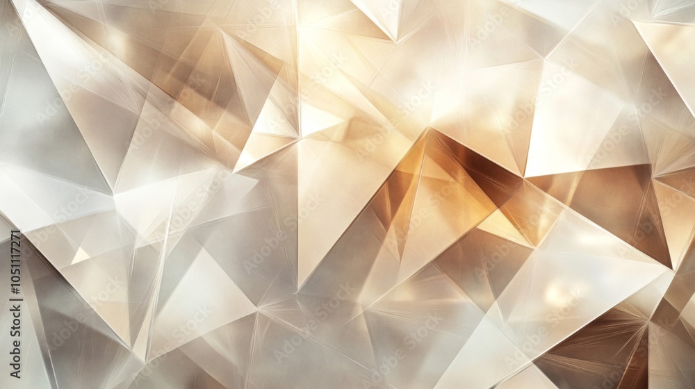 Poster abstract geometric pattern with intersecting triangles and shimmering light