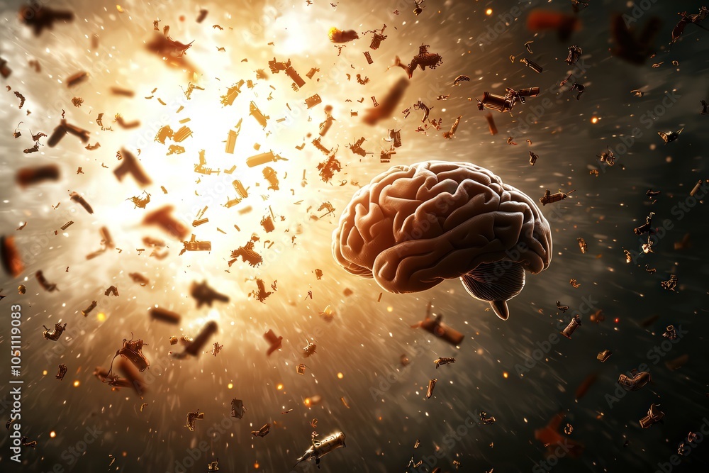 Poster exploring the intricate connection between the human mind and chaos of the universe