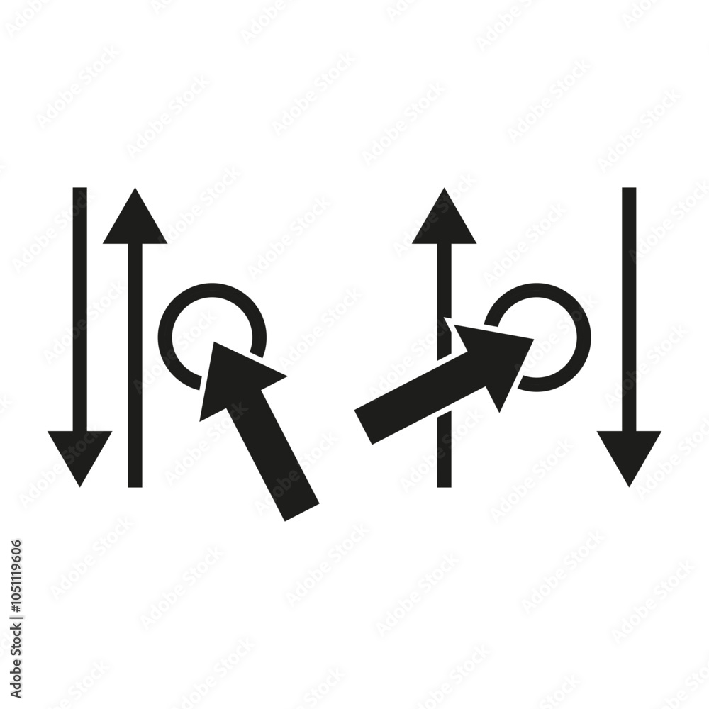 Poster up and down arrows. movement direction symbol. abstract black element. simple vector icon.