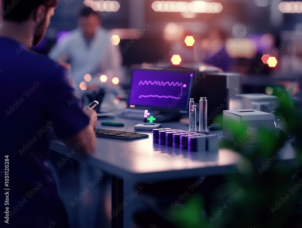 Poster exploring advanced laboratory technology in a modern research environment